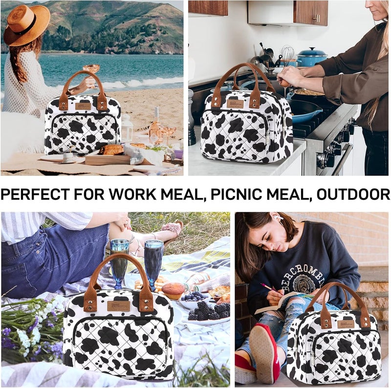 Buringer HOMESPON Lunch Bag for Woman Man Adults with Front Pocket Insulated Lunch Tote Lunch Box Container for Work Picnic or Travel（Cow） - Image 5